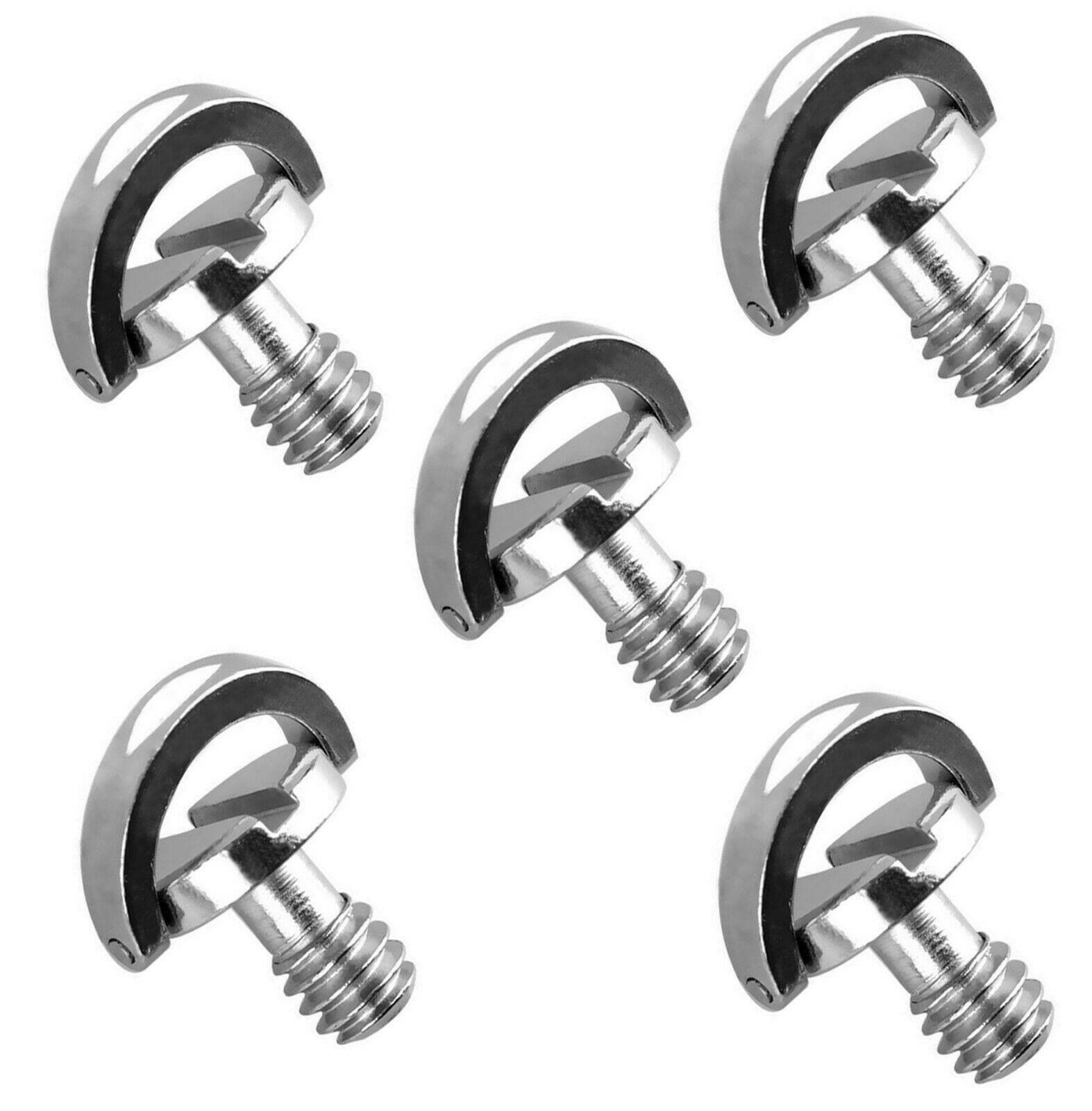(5 Pcs) Stainless Steel D Shaft D-Ring 1/4" Tripod Screw Mounting Screw Adapter