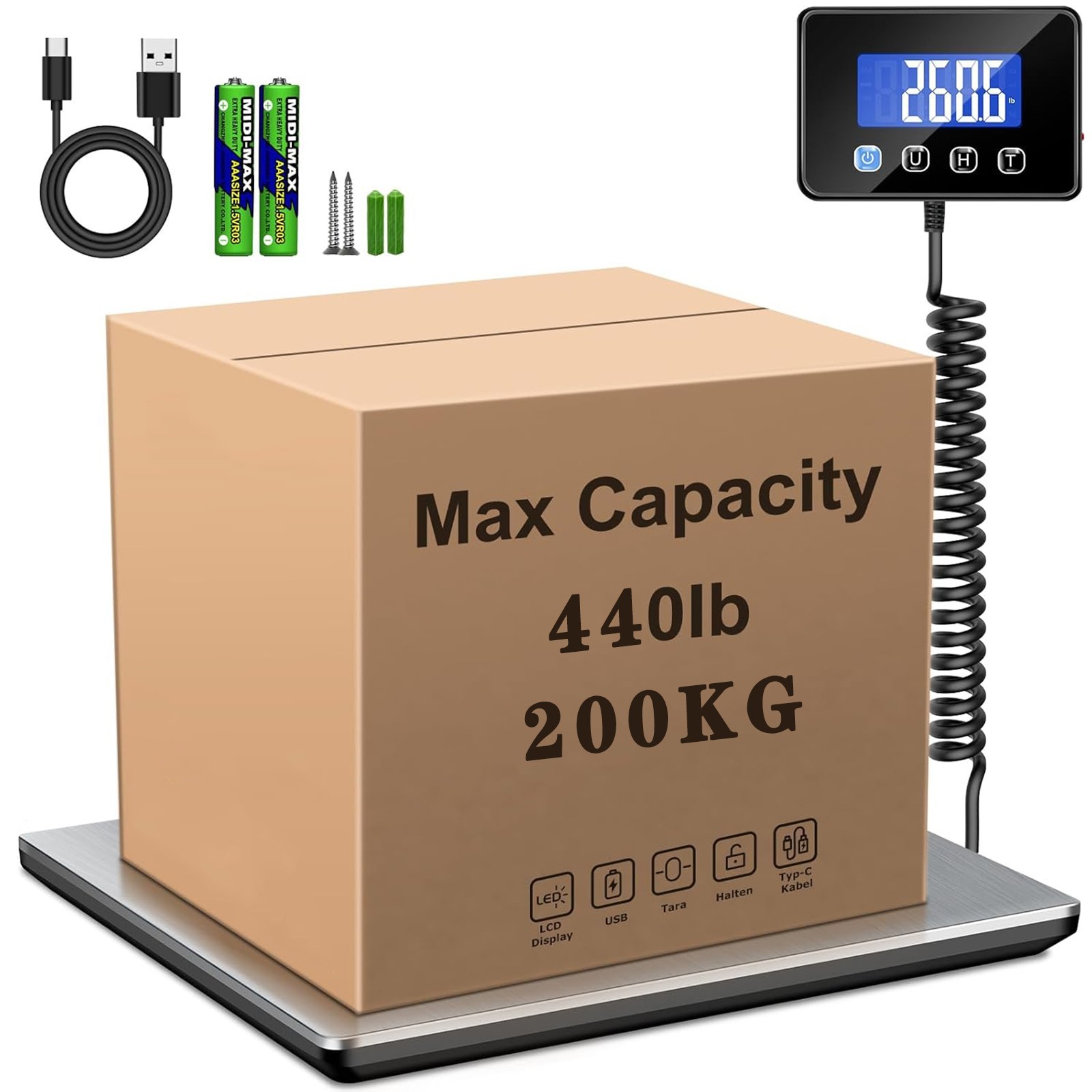 Digital Large 200kg / 440lb Postal Scale Postage Parcel Shipping Weighing Scales