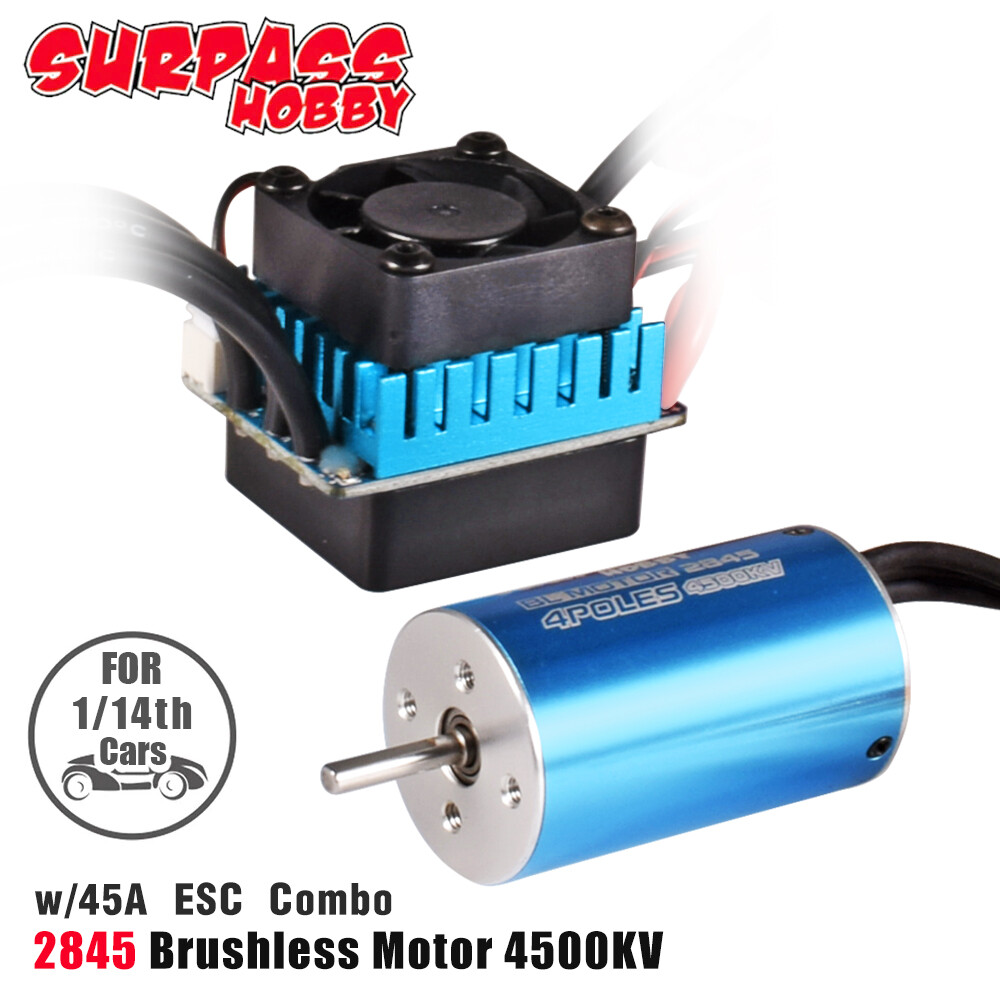 SURPASS HOBBY 2845 Brushless Motor 4500KV 45A ESC Combo for 1/14 RC Car Upgrade
