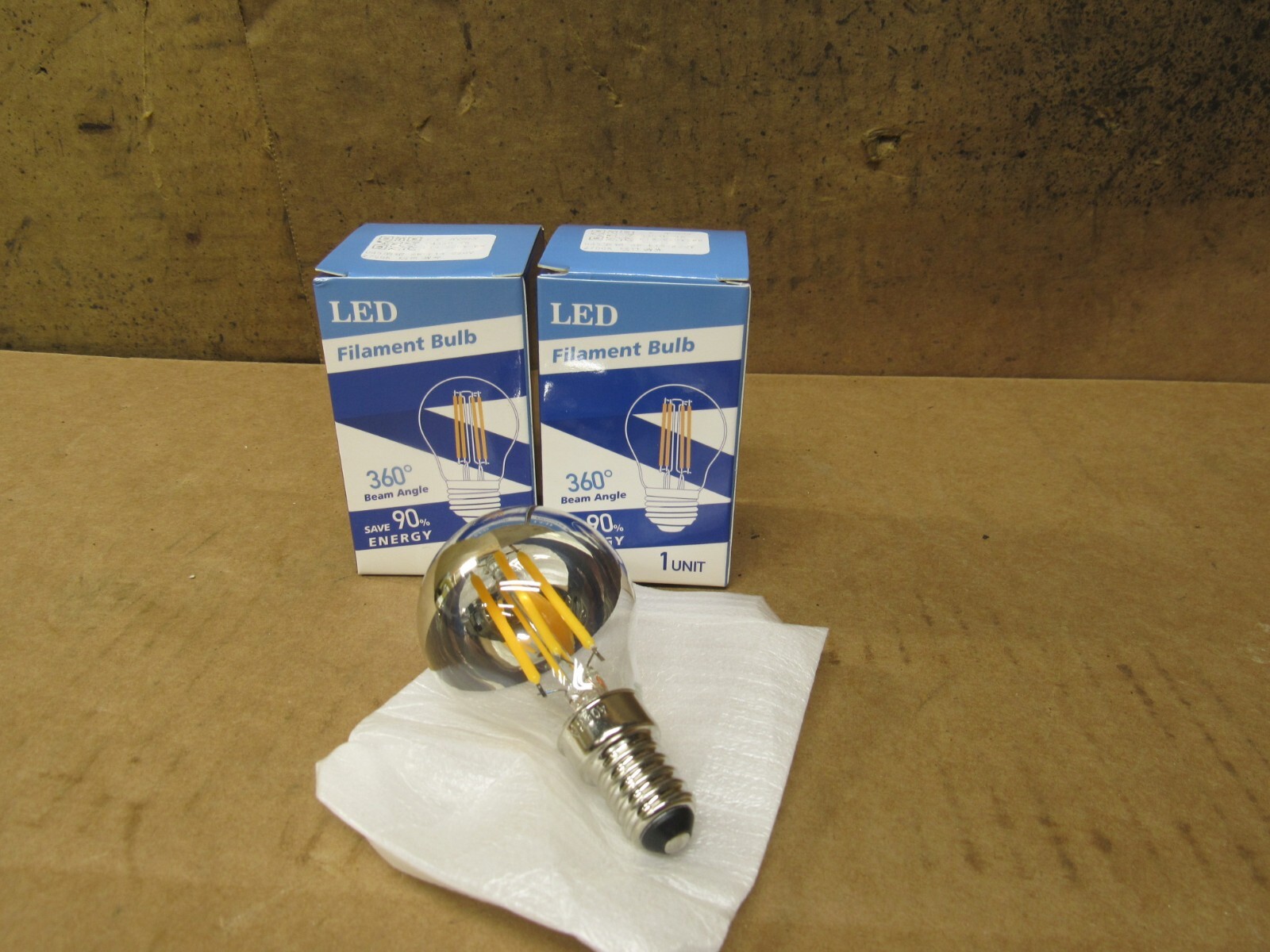 Two LED Filament Bulb 4w E14-220v 2700k Half Chrome Edison Bulb Dimmable Mirror