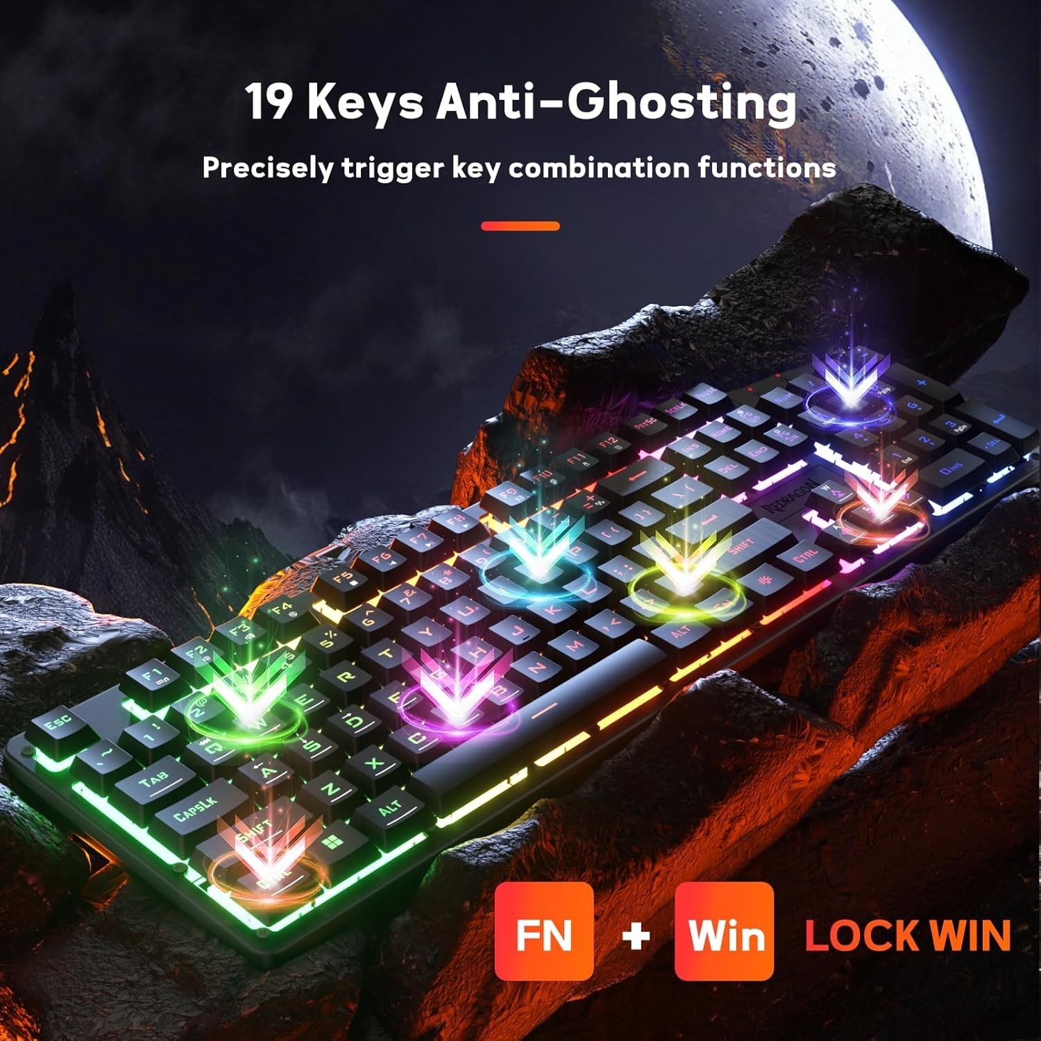 Wired Mechanical Keyboard K521 with Vibrant Rainbow Backlighting