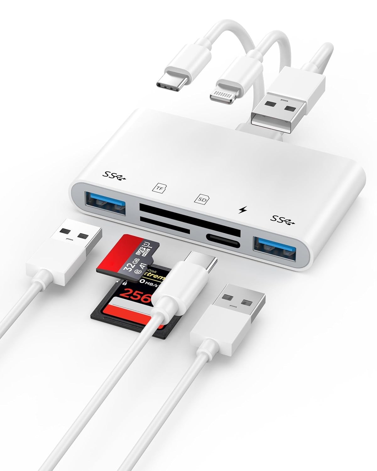 5-in-1 Memory Card Reader OTG Adapter for iPhone Micro SD Card Reader