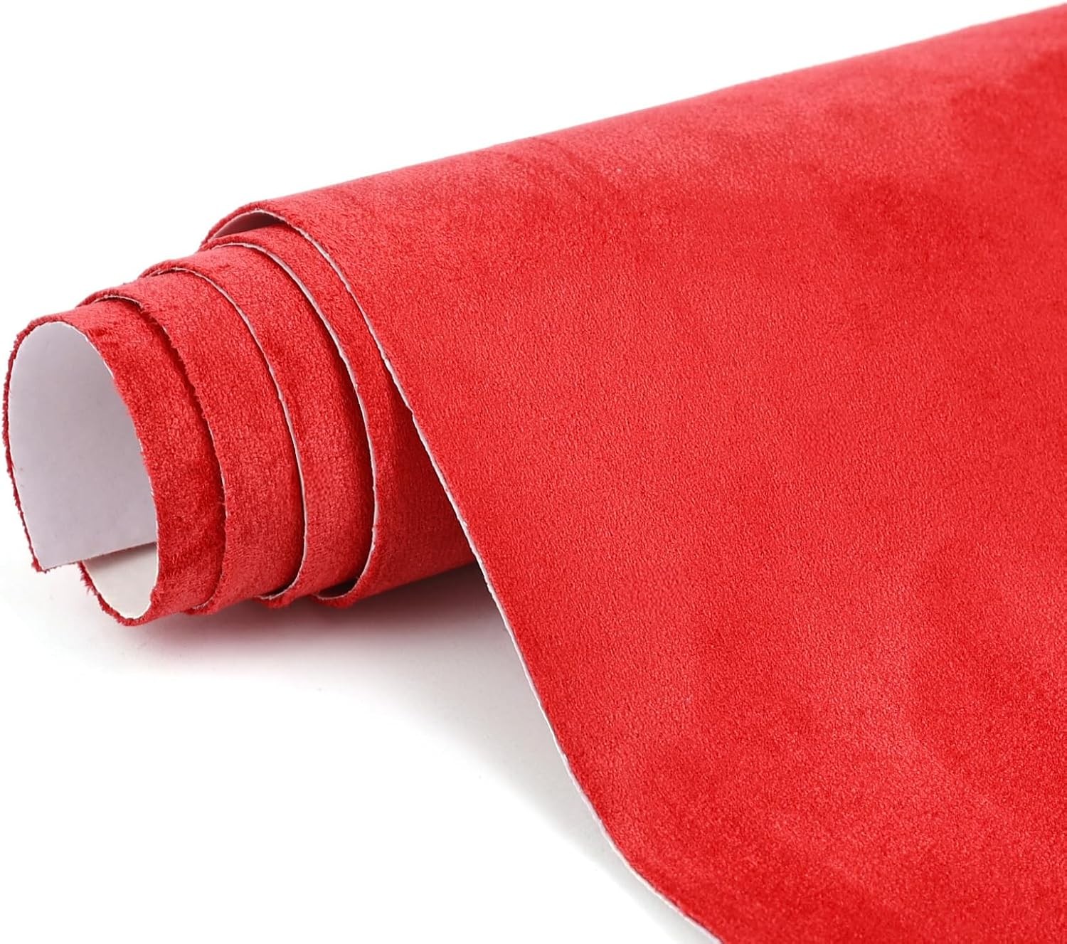 Premium Red Suede Fabric Wrap - 17x70 inch Suede Wrap for Car Interior - Self-Ad
