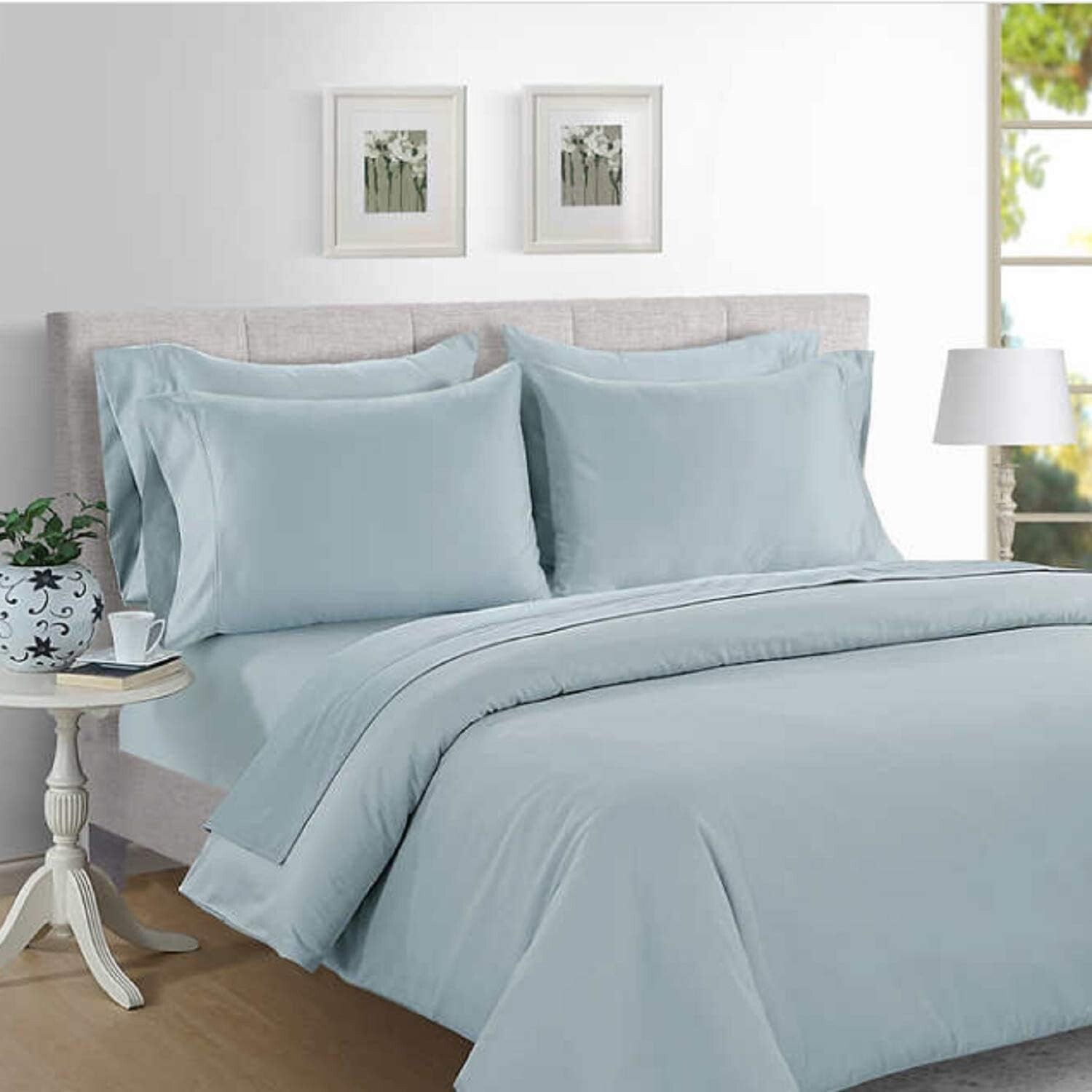 Hotel Signature Sateen 800TC 100% Cotton 7pc Sheet Set SPLIT KING Blue