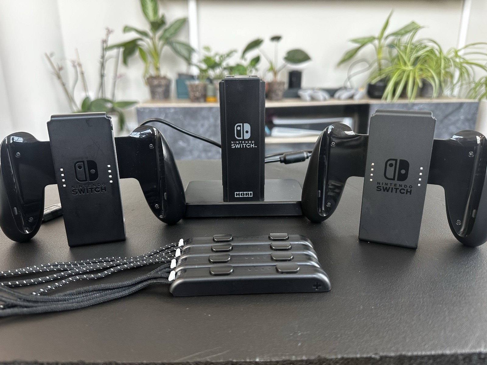 Nintendo Switch Joy-Con Accessory Lot – HORI Charging Stand, 2 Grips, 4 Straps