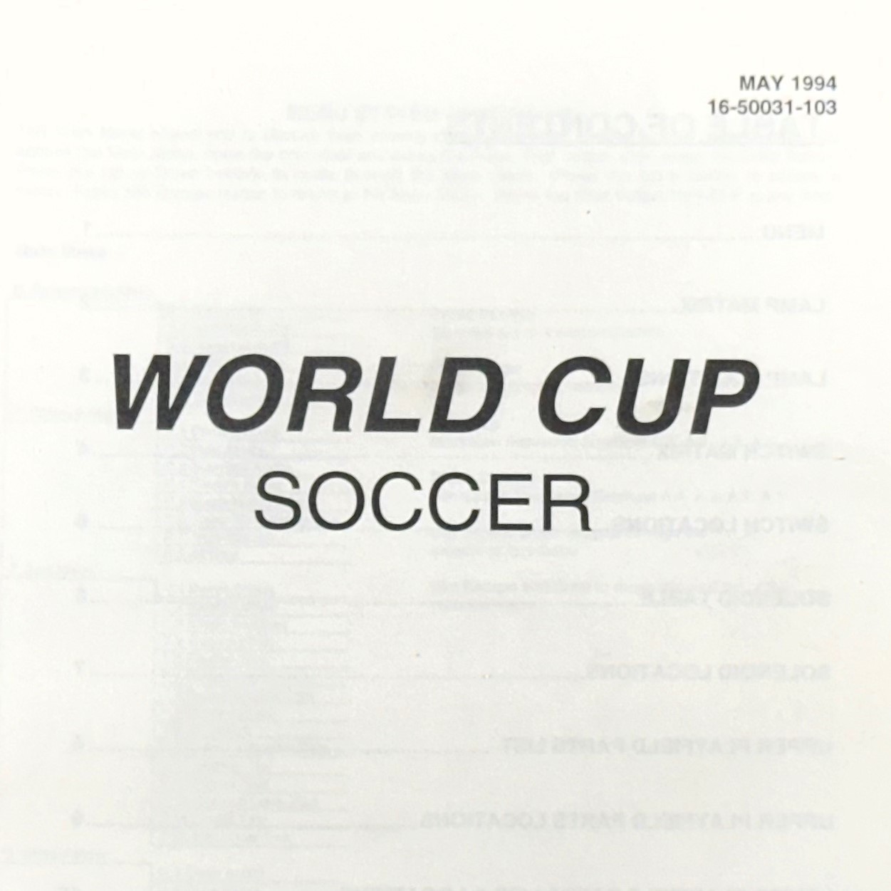 Bally World Cup Soccer Pinball Machine Operators Manual Handbook WCS95 ORIGINAL