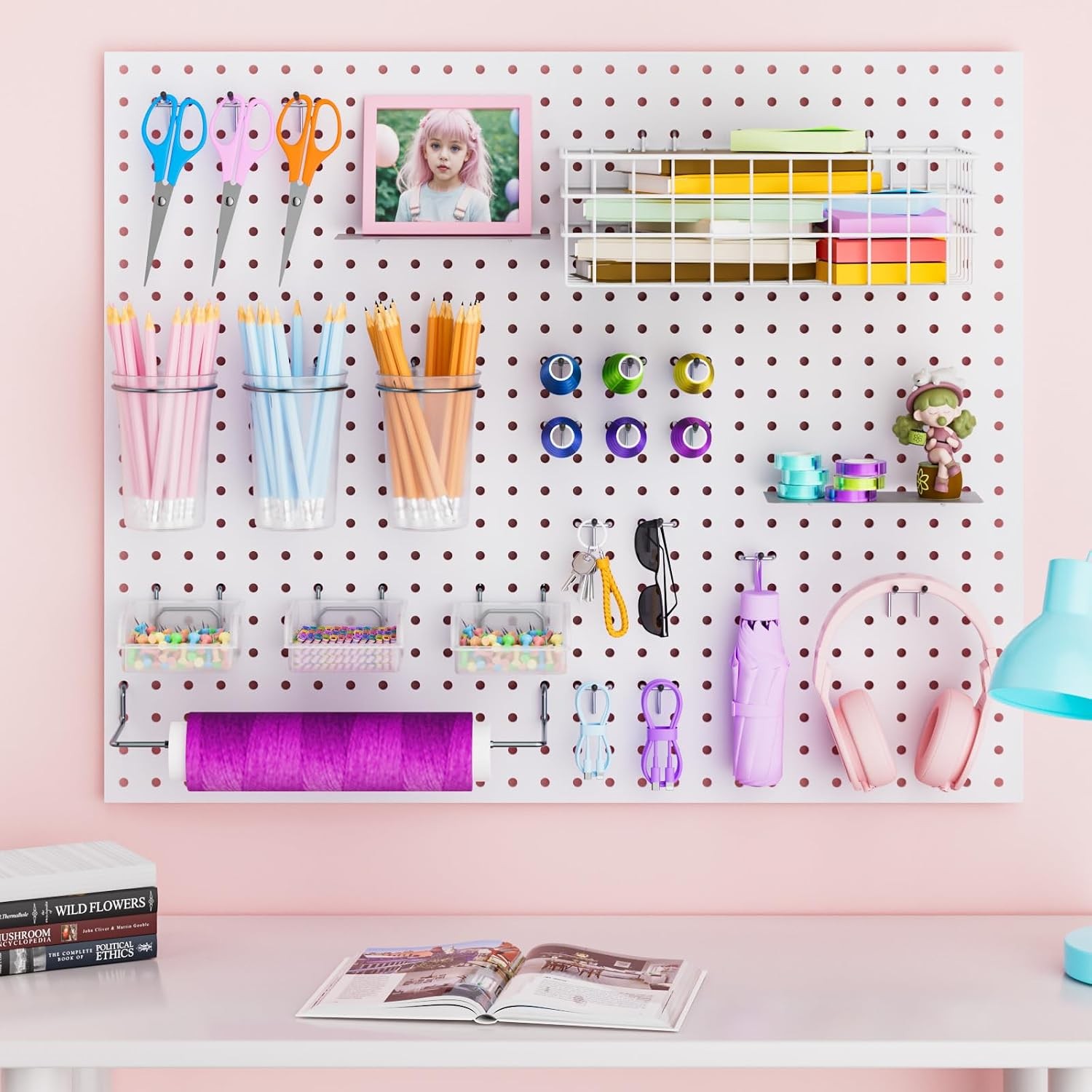 INCLY 30PCS Pegboard Organizer Kit w/Bins, Cups, Baskets, Hooks