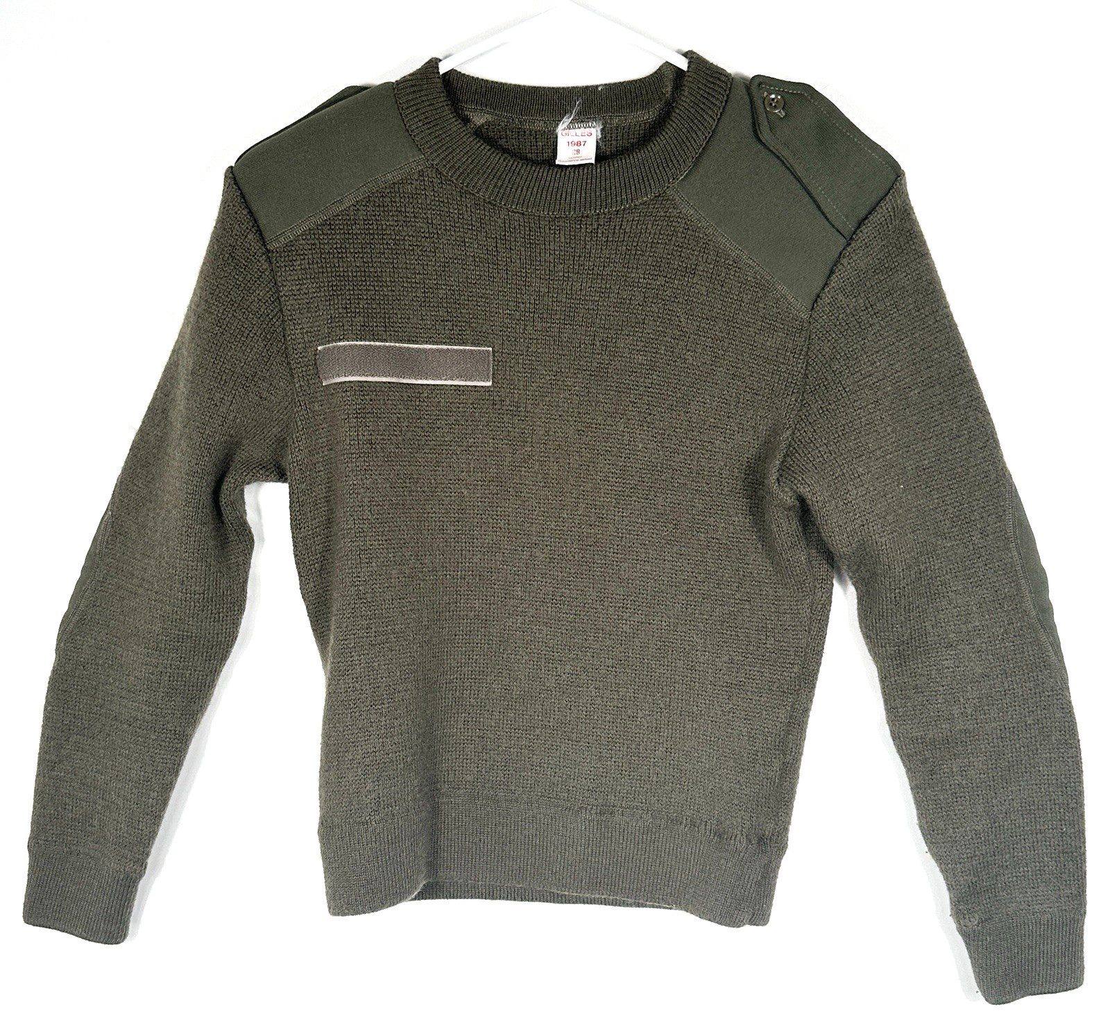 Vintage French Military Sweater Mens Medium Green Commando Gilles 80s Size 38