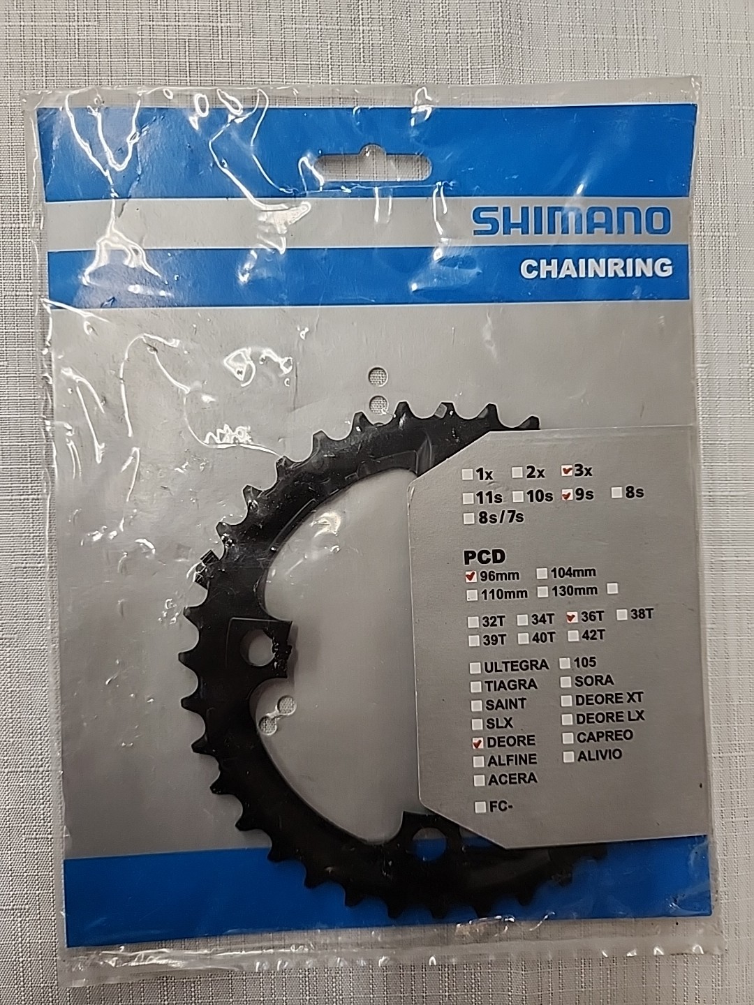 Shimano Chainring 3x9s 96mm 36t Deore