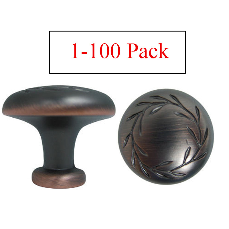 1 to 100 Oil Rubbed Bronze kitchen Bathroom cabinet drawer Leaf  knobs 1 1/4"