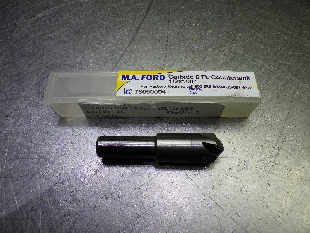 M.A Ford 1/2" 100 Deg 6 Flute Carbide Countersink 3/8" Shank 78050004 (LOC1610)