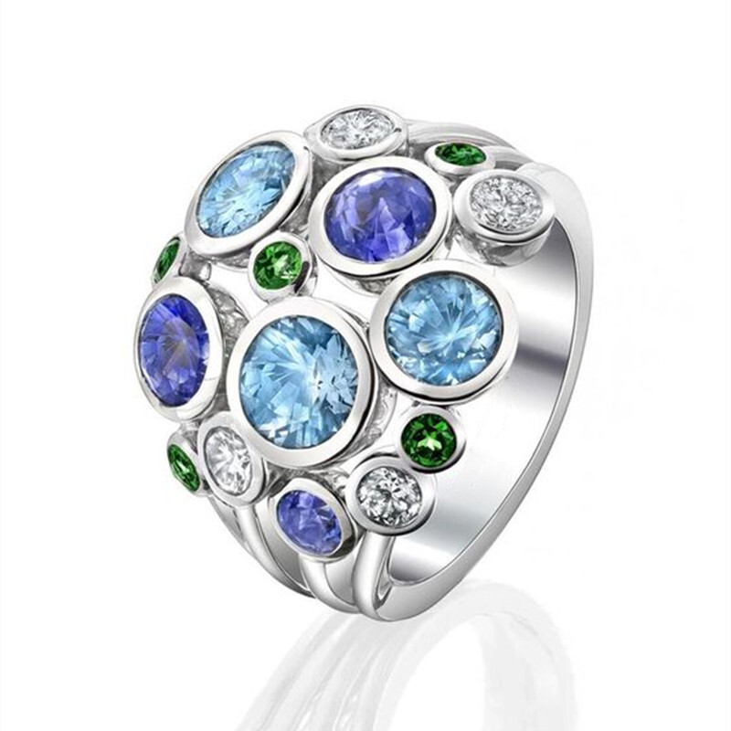 925 Silver Filled Rings Glamorous Cubic Zirconia Women Wedding Jewelry Size 6-10