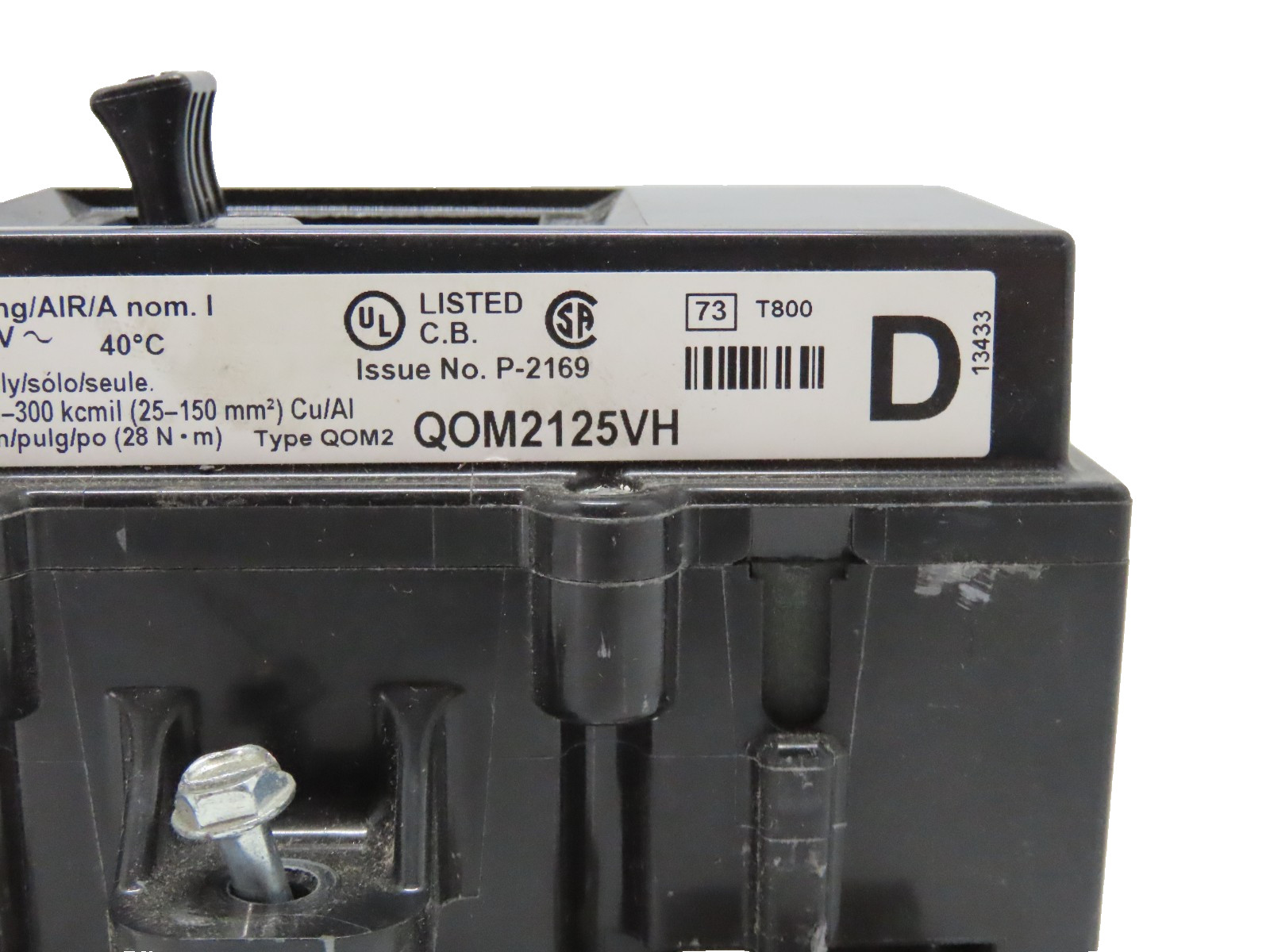 SQUARE D CIRCUIT BREAKER QOM2125VH USED