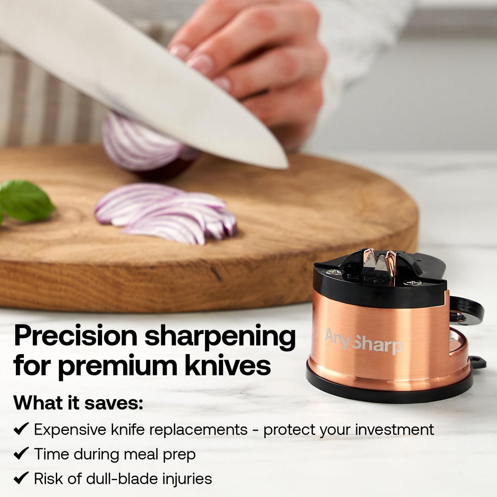 – Chef – Hands Free Knife Sharpener - Easy to Use Sharpening Tool with PowerG...