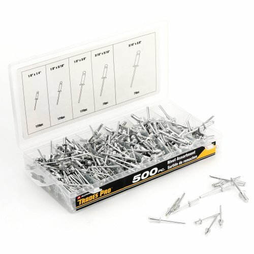 Aluminum Rivet Assortment Durable, 500-Piece with Box,Multiple Sizes pack of 500