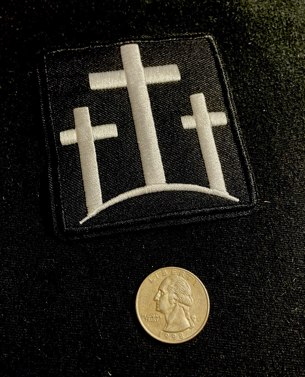 Triple Cross Christian Hook Motorcycle Iron On Patch +STICKER