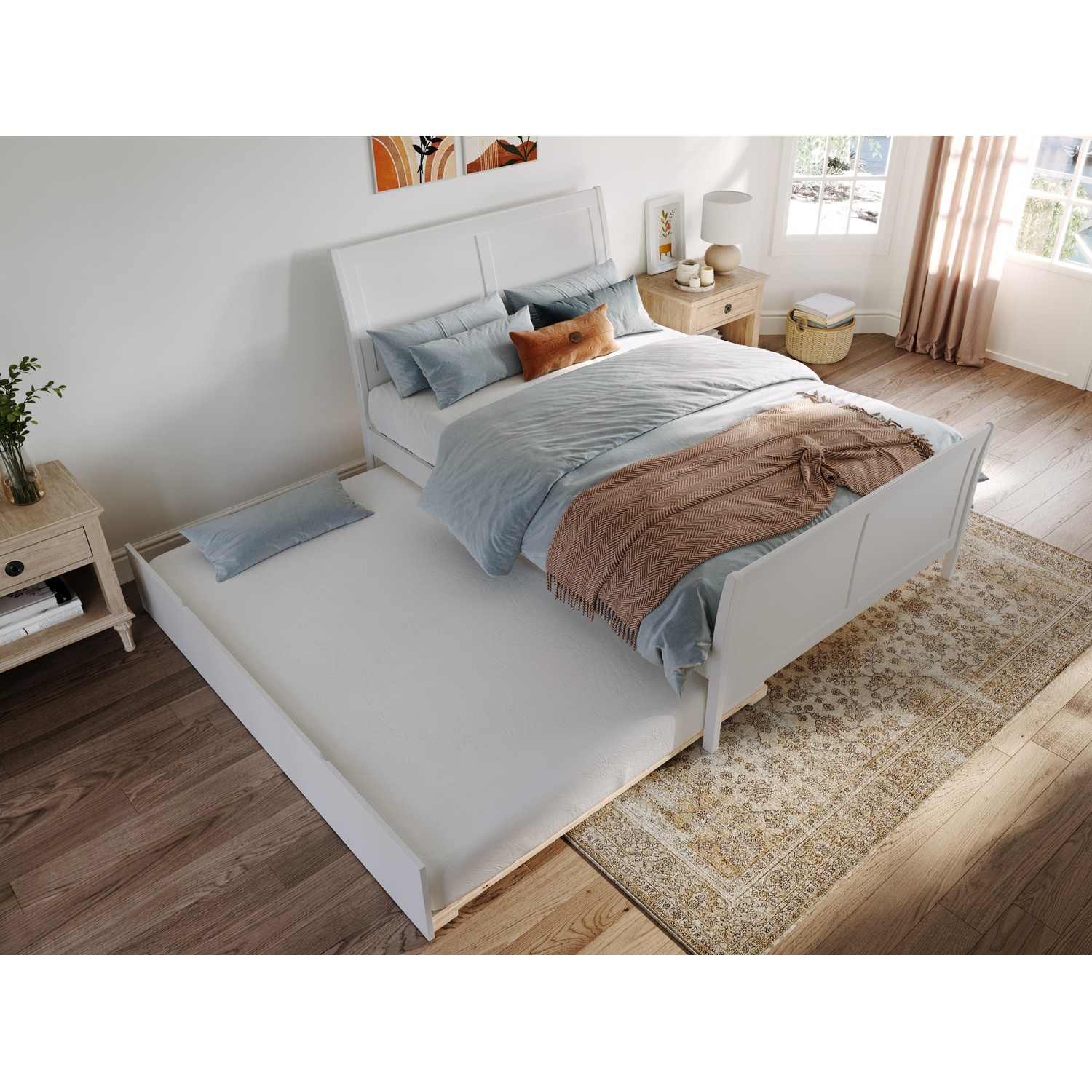 AFI Portland Full Platform Bed with Matching Footboard and Turbo Charger with Fu