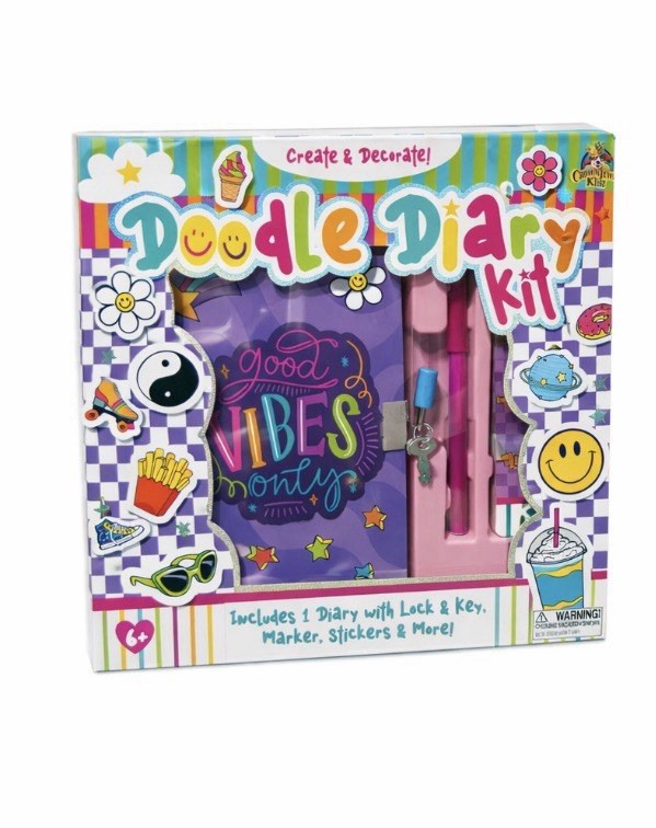 Doodle Diary Kit Lock & Key Journal Set Stickers Marker Girls Gift NEW