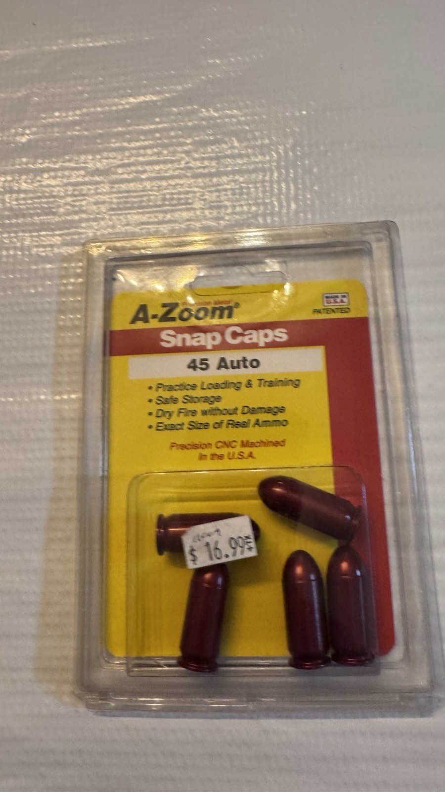A-Zoom Snap Caps .45  Red Aluminum Metal Pack Of 5 Caps 15113