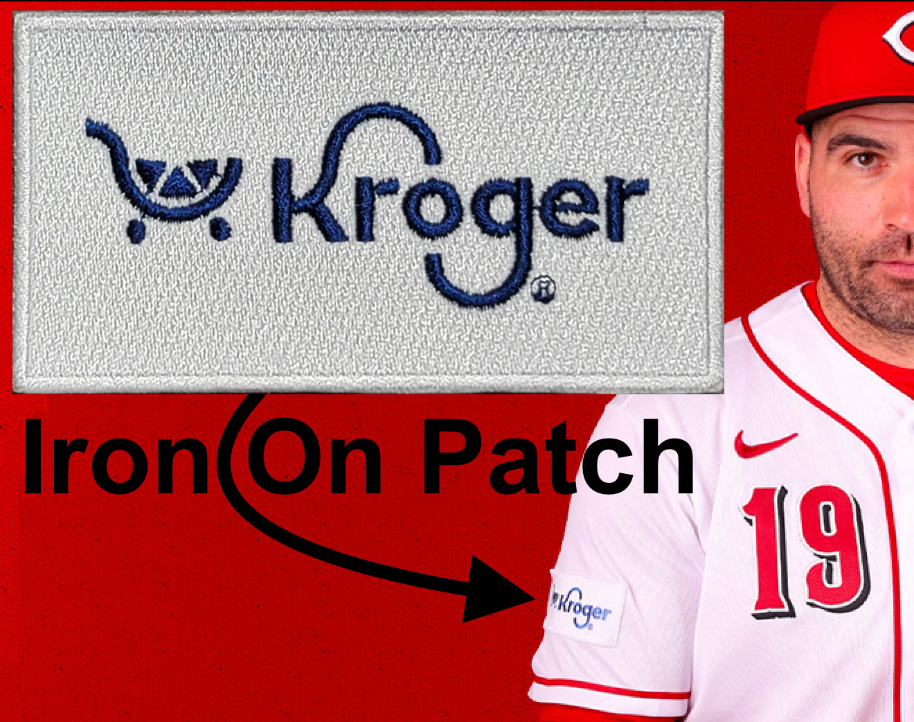 Kroger Patch - Cincinnati Reds baseball jersey sleeve patch - iron on