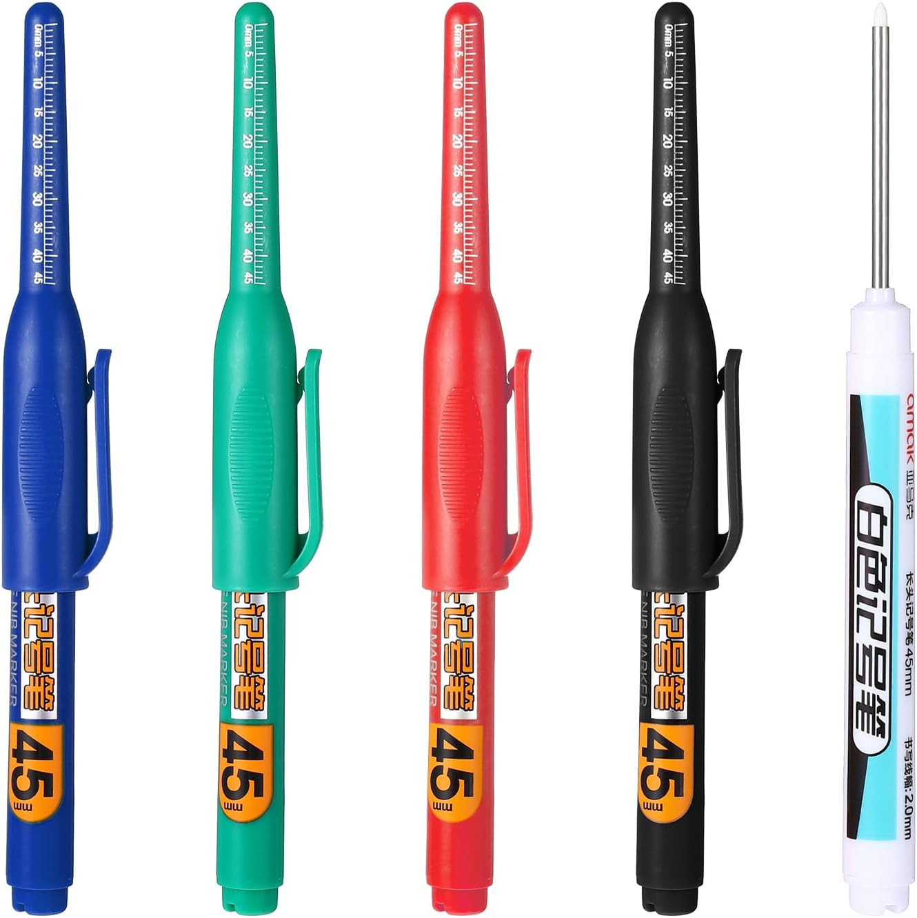 5Pcs Deep Reach Markers Multi-Purpose Deep Hole Marker Pens Long Nib Nose Waterp
