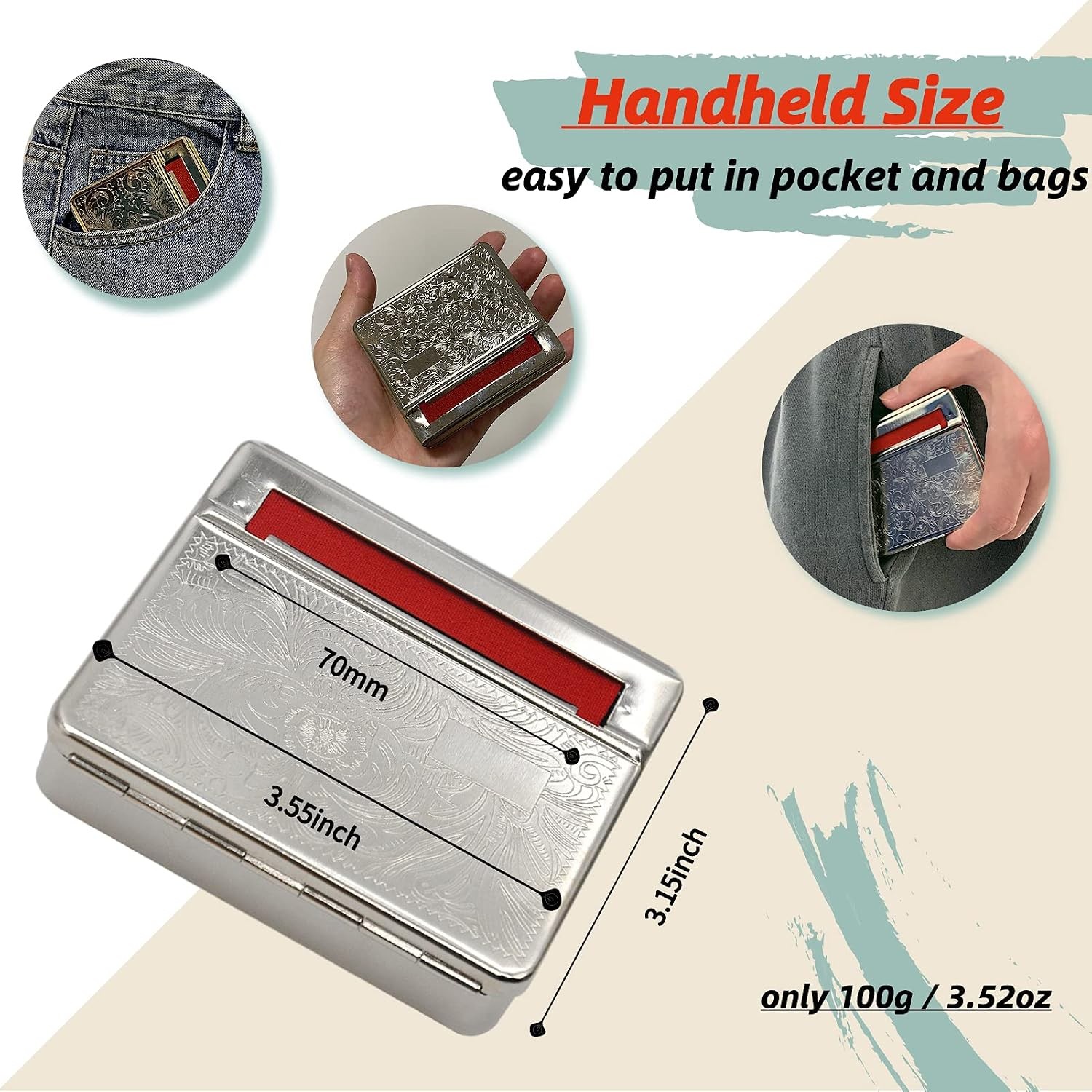 Rolling Machine Metal Red Cloth Automatic Cigarette Tobacc Roller Box