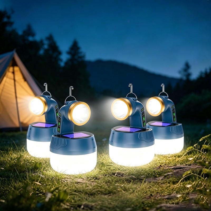 1-4PCS Solar Power LED Camping Lamp Flashlight Tent Light Lantern Rechargeable
