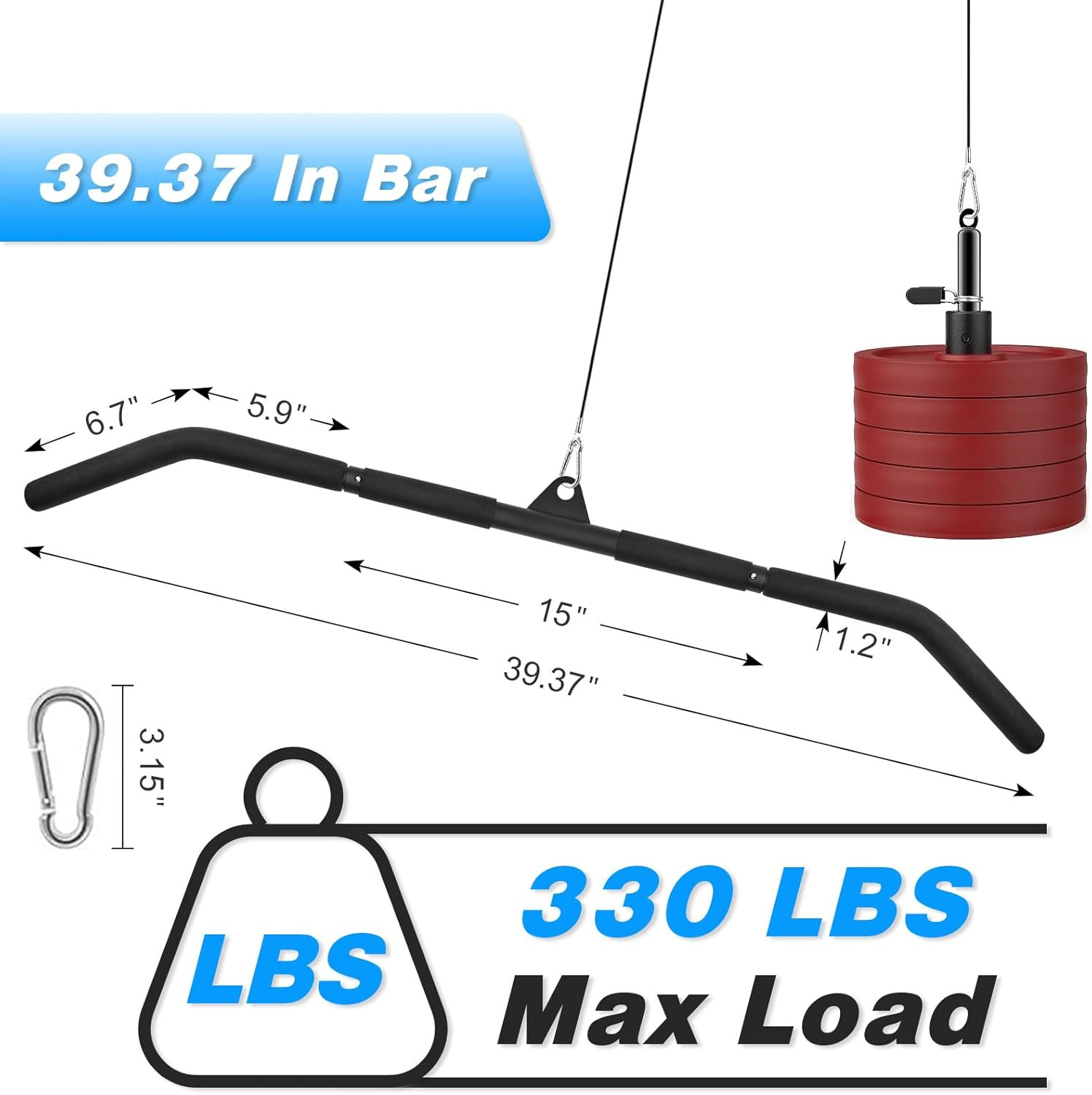 Fitness Cable Pulley System, Gym LAT and Lift Pulldown Machine Attachments, Home