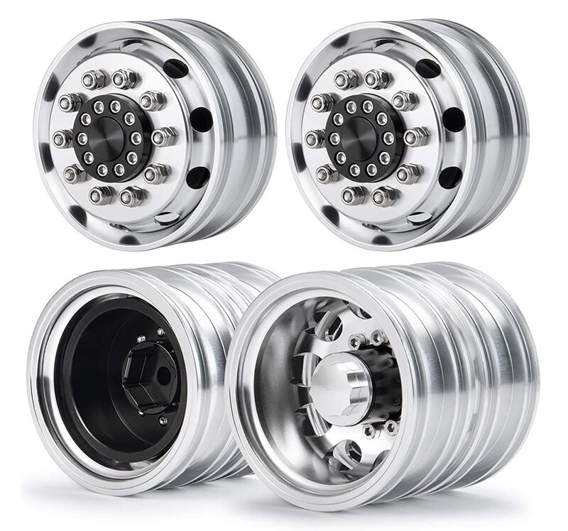 Machined Alloy Front & Dually Rear Wheel Set for Tamiya 1/14 Scale Tractor Truck