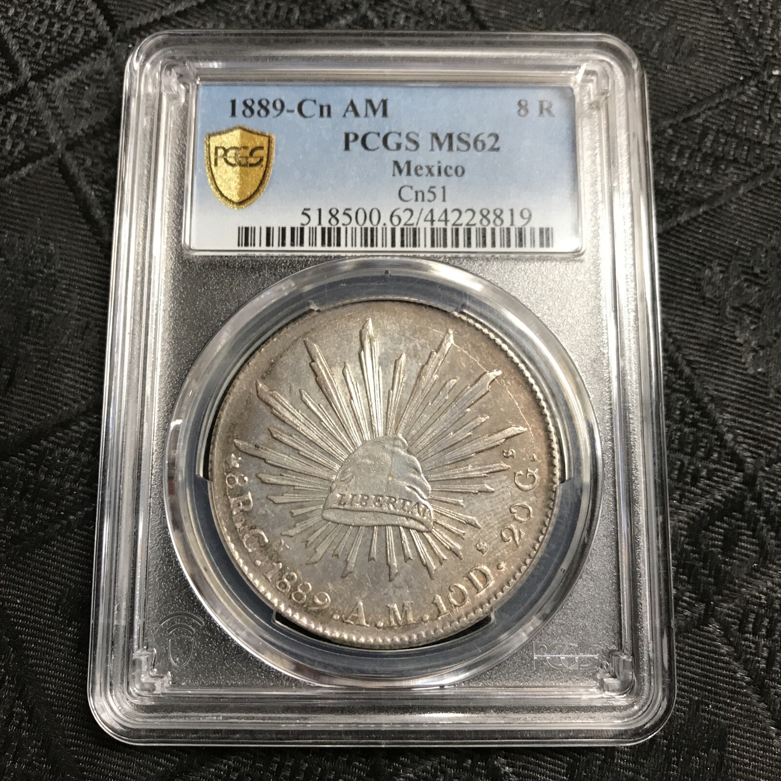 1889 Mexico CN AM 8 Reales PCGS MS 62