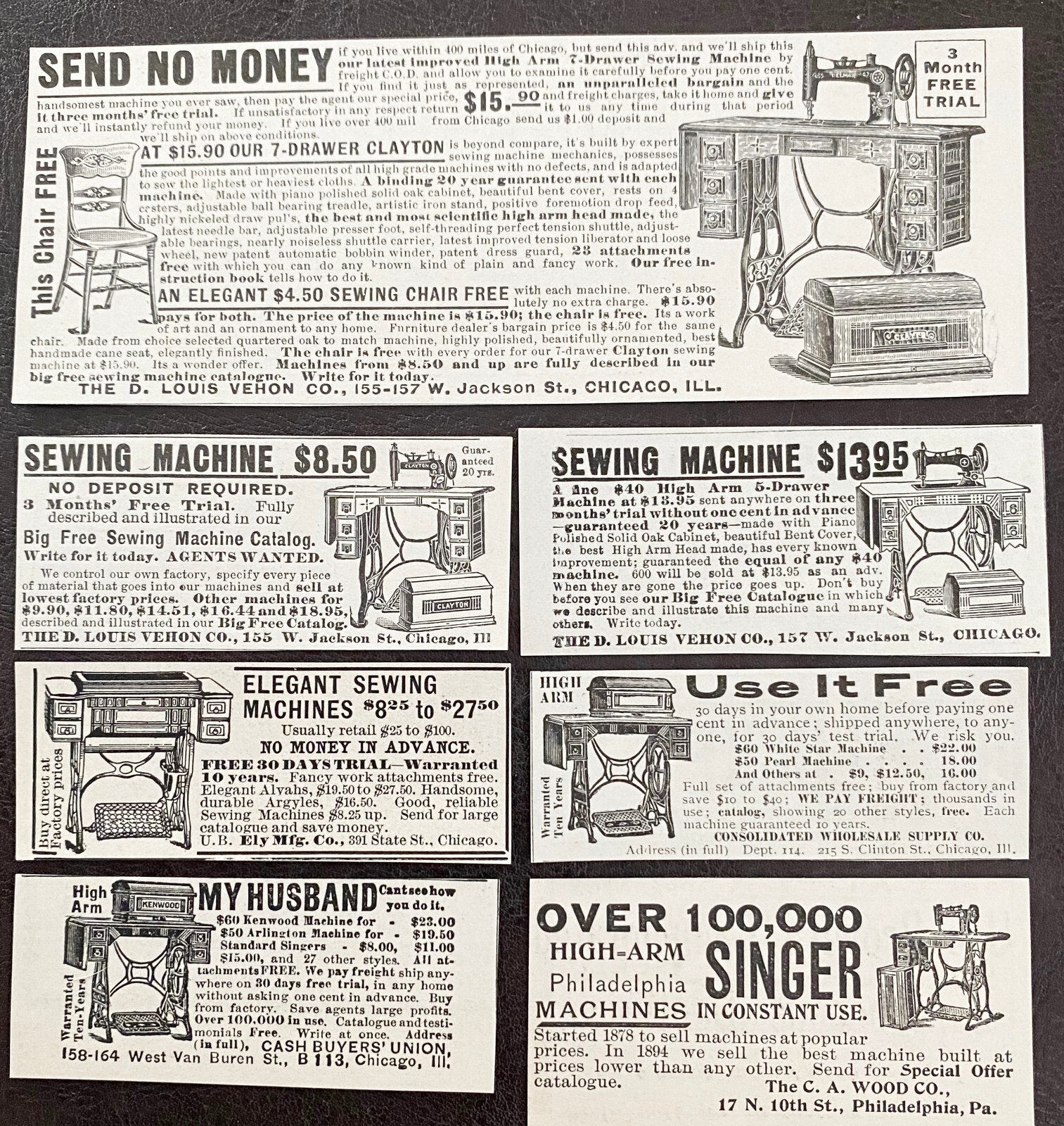 Antique Sewing Machine Print Ad Clippings Junk Journal Collage Art Ephemera Lot