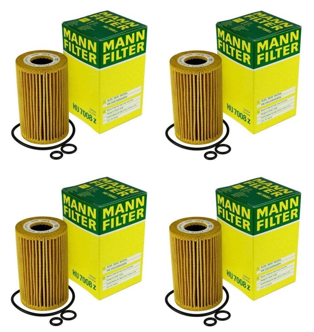 Set of 4 Engine Oil Filters O-Rings Mann HU7008Z For VW Passat 12-14 2.0L Diesel