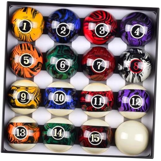 Billiard Balls Complete 16 Ball Set, Pool Balls Billiard Set 2 Marble Swirl