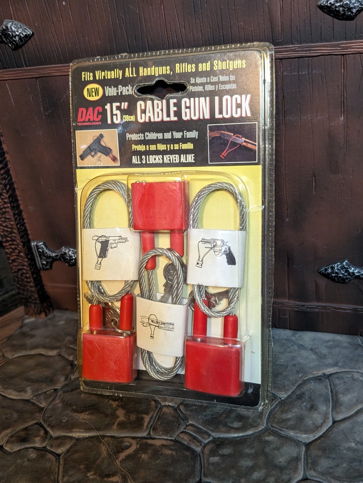 3 Pack - 15" Cable Gun Lock 6 Keys Pistol Shotgun Rifle DAC Technologies