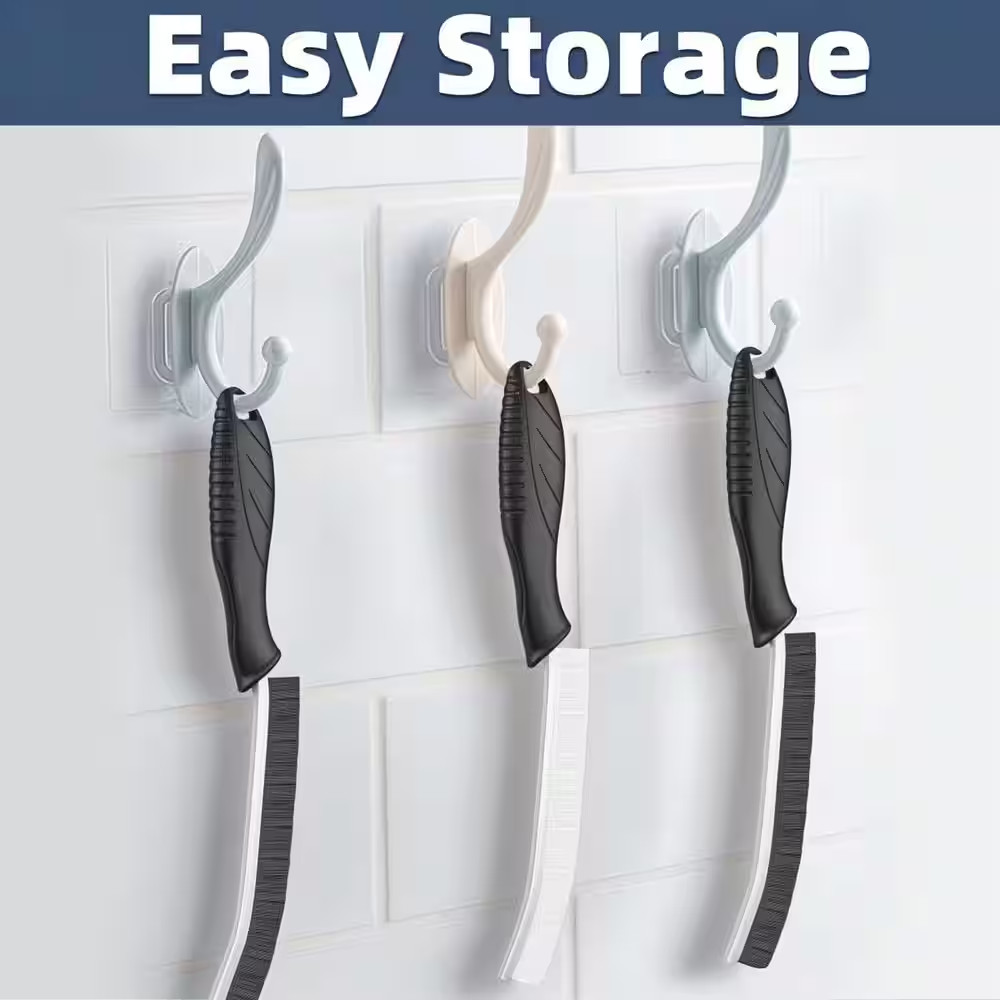 Black Hard Bristle Crevice Cleaning Brush with Multi-Surface Design for Kitchen