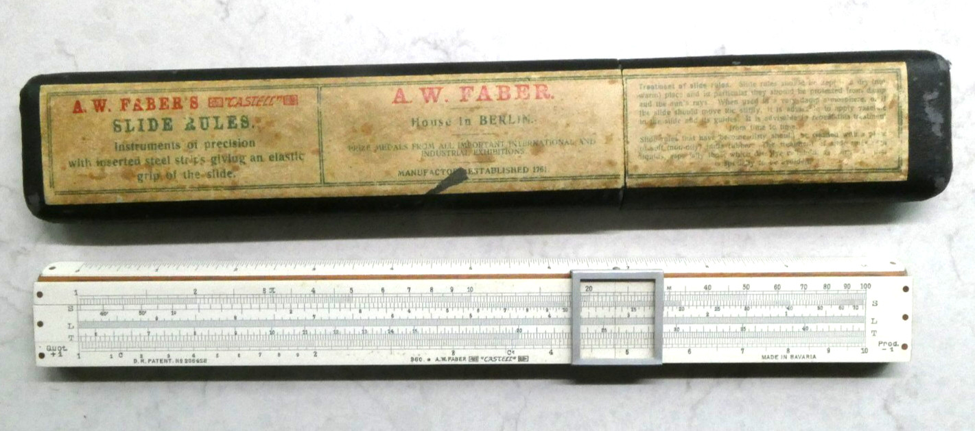 Vintage A.W. Faber “Castell” Slide Rule Model 360 PAT. No 206428 made in Bavaria