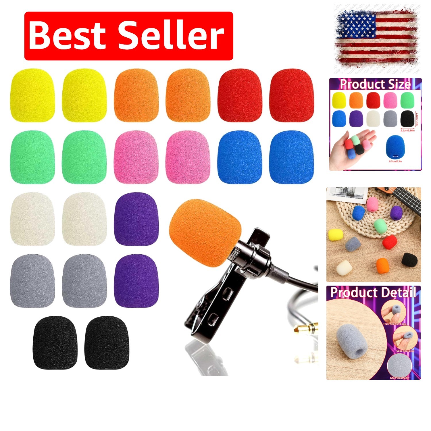 20 Pack Mini Headset Mic Foam Covers,Small Microphone Windscreens Headset for...