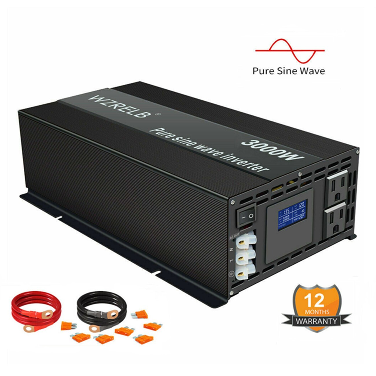 3000W Pure Sine Wave Inverter 48V to 120  Power Converter Car LCD Camp