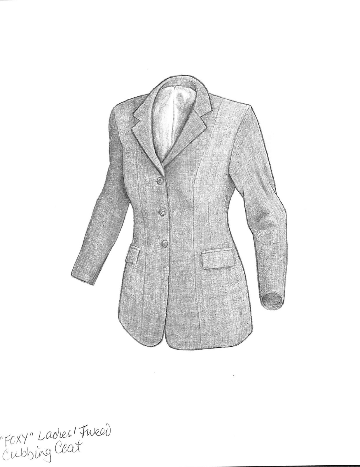 "Foxy" Ladies' Tweed Cubbing Coat 2002 Graphite Drawing