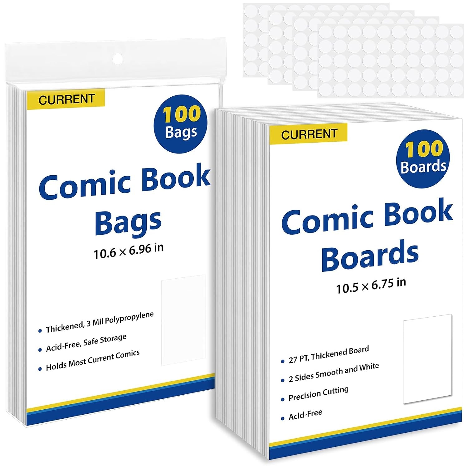 SUNEZLGO Current Comic Book Bags and Boards 100 Comic Book Sleeves and 100 Comic