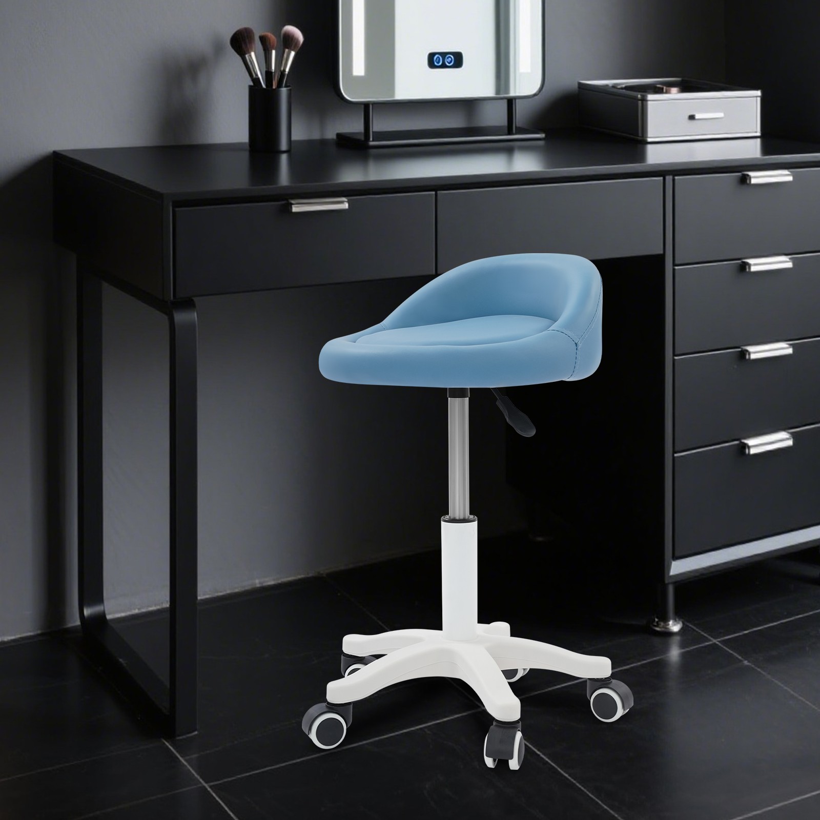 Adjustable Beauty Salon Chair, Rolling Stool, Rolling Stool with Low BackrestUS