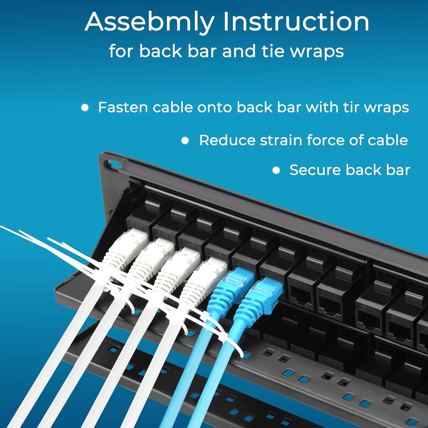 48 Port Cat6 Patch Panel with Inline Keystone 10G Support, Pass-Thru Coupler
