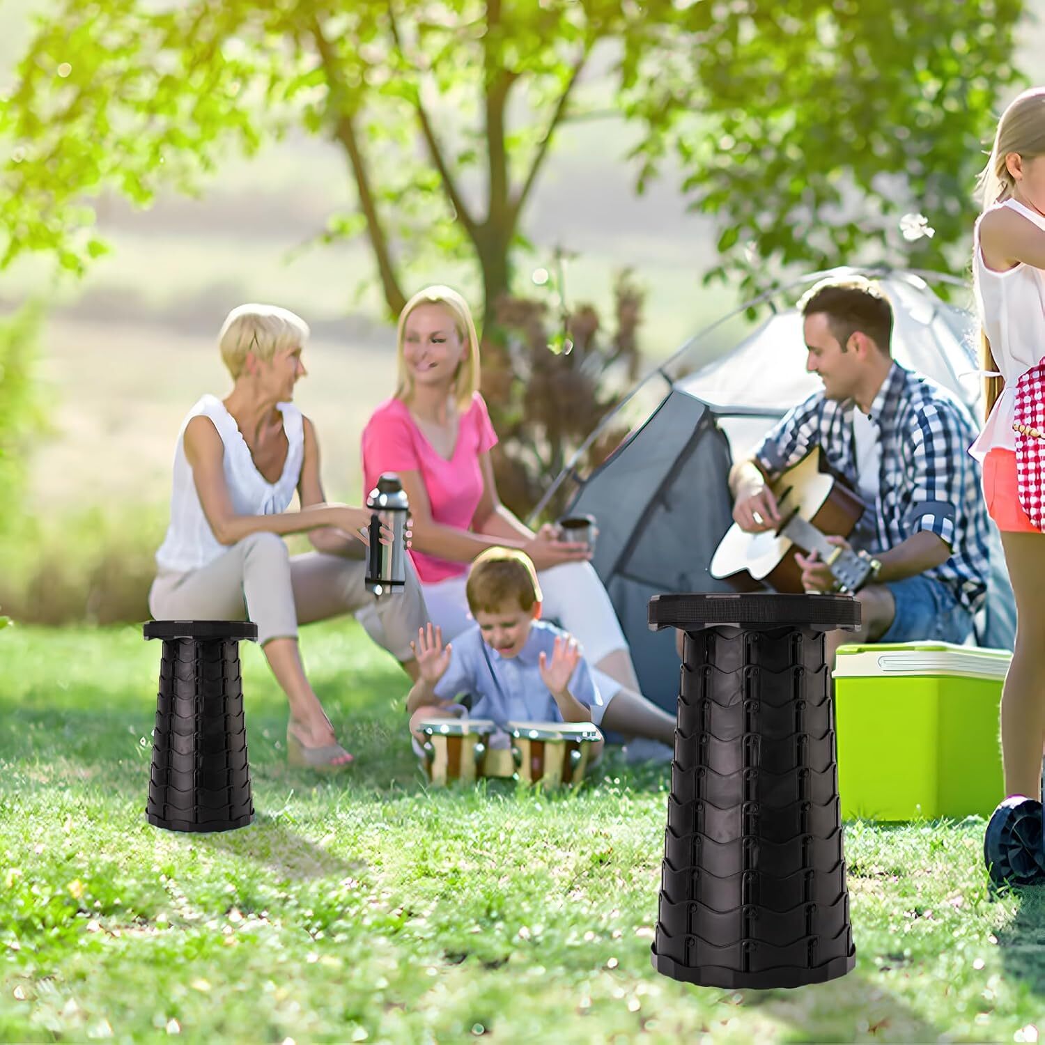 Upgraded Foldable Stool Thickened, Portable Collapsible Stool Retractable Stool