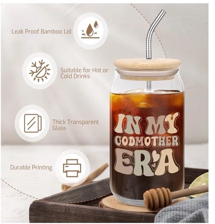 GspyGodmother Praposal Cup 16 Oz Glass Coffee Tumbler