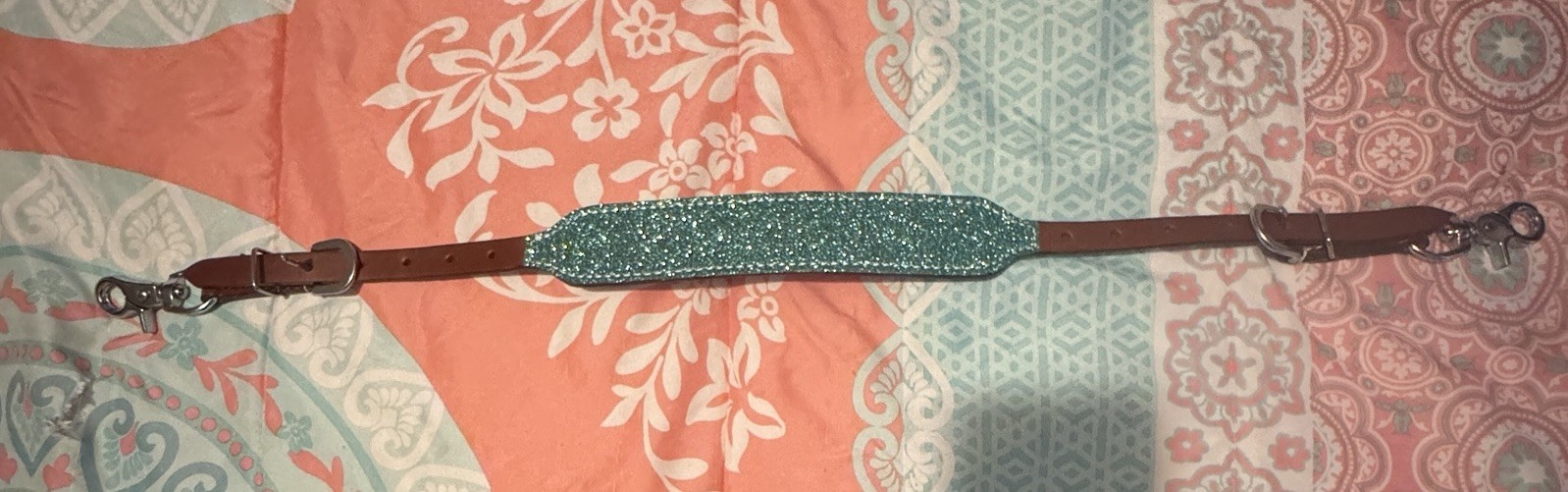 Showman Western Horse Green Glitter Leather Wither Strap NEW