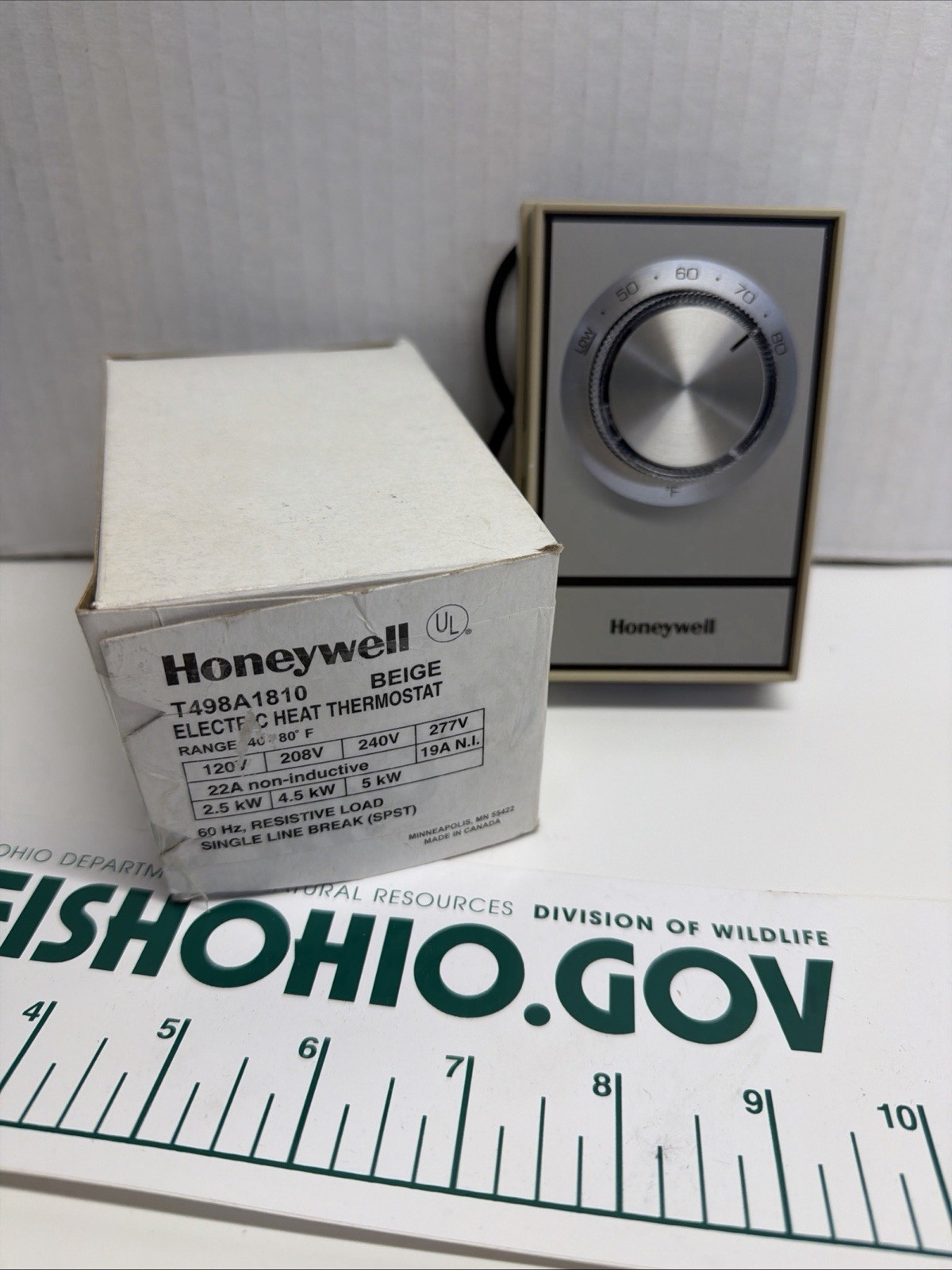 HONEYWELL T498A1810 BEIGE ELECTRIC THERMOSTAT