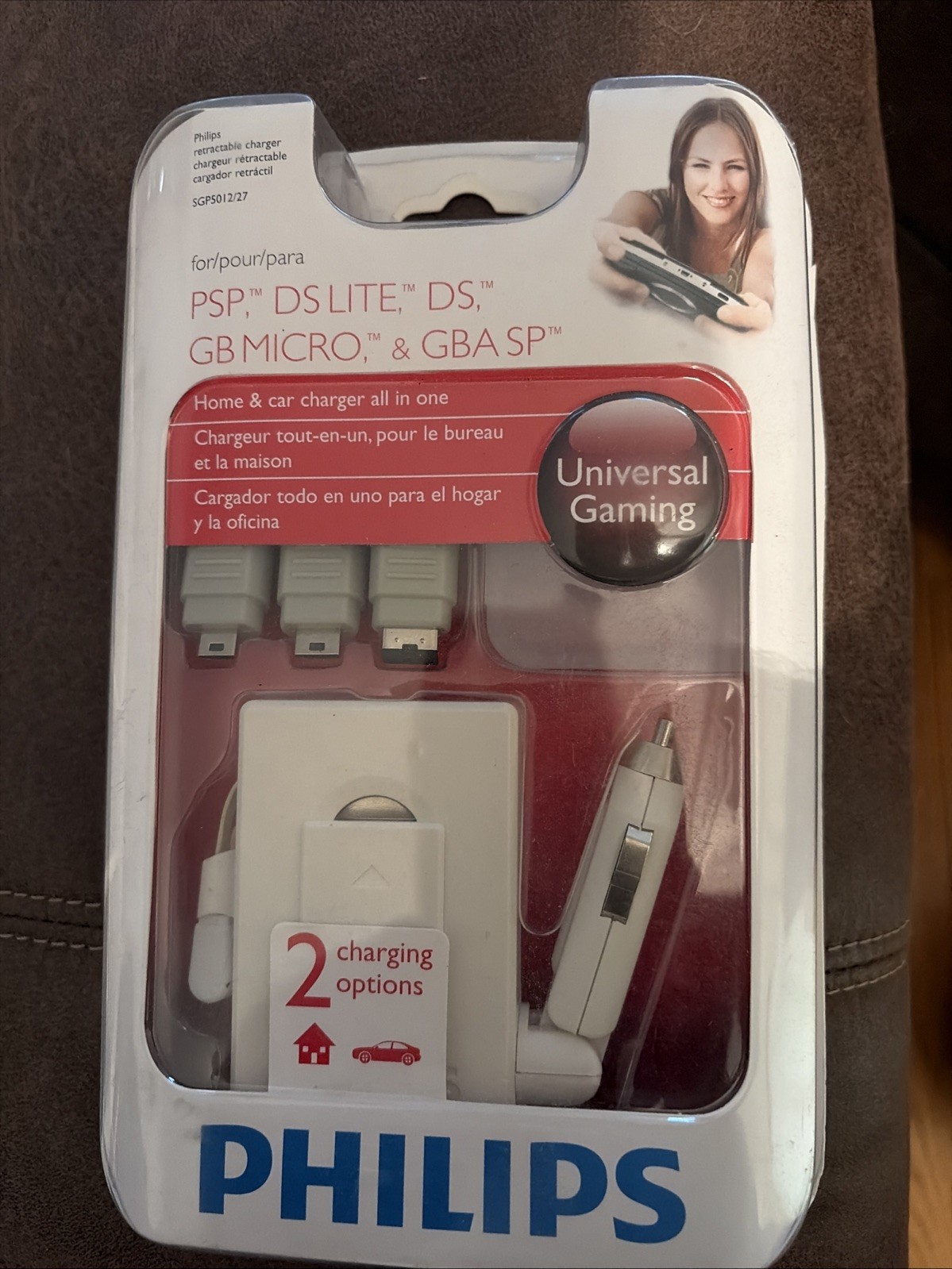 Nib Philips SGP5012 Retractable AC/DC Charger for Nintendo DS Lite & Sony PSP