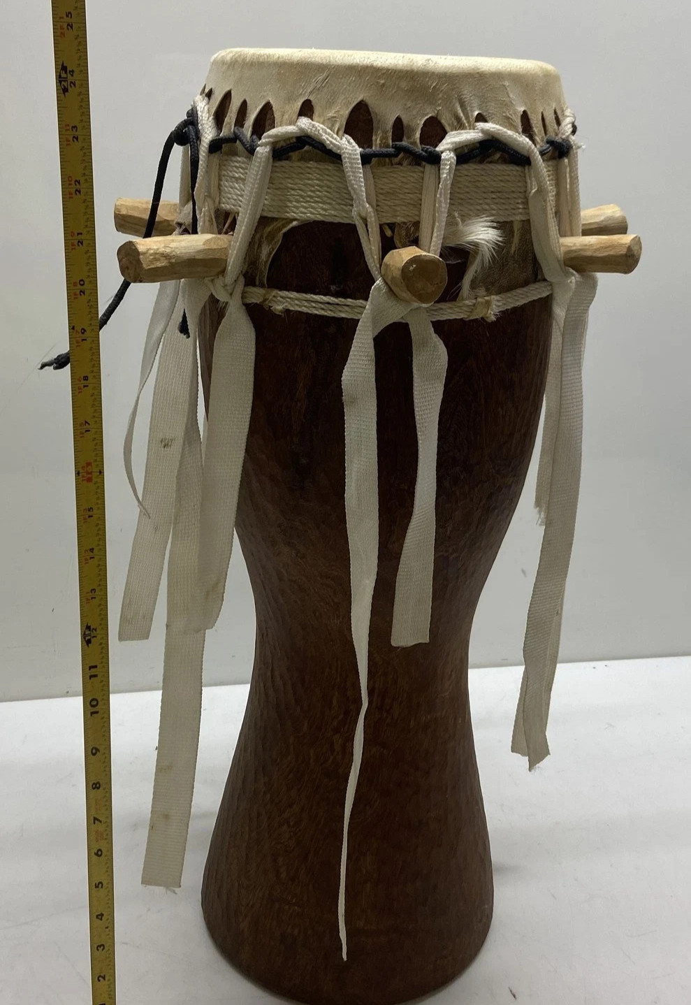 Wood and animal hide drum