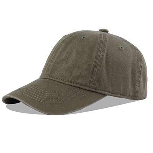 Unisex Baseball Cap 100% Cotton Fits Men Women Washed Denim Large Army Green