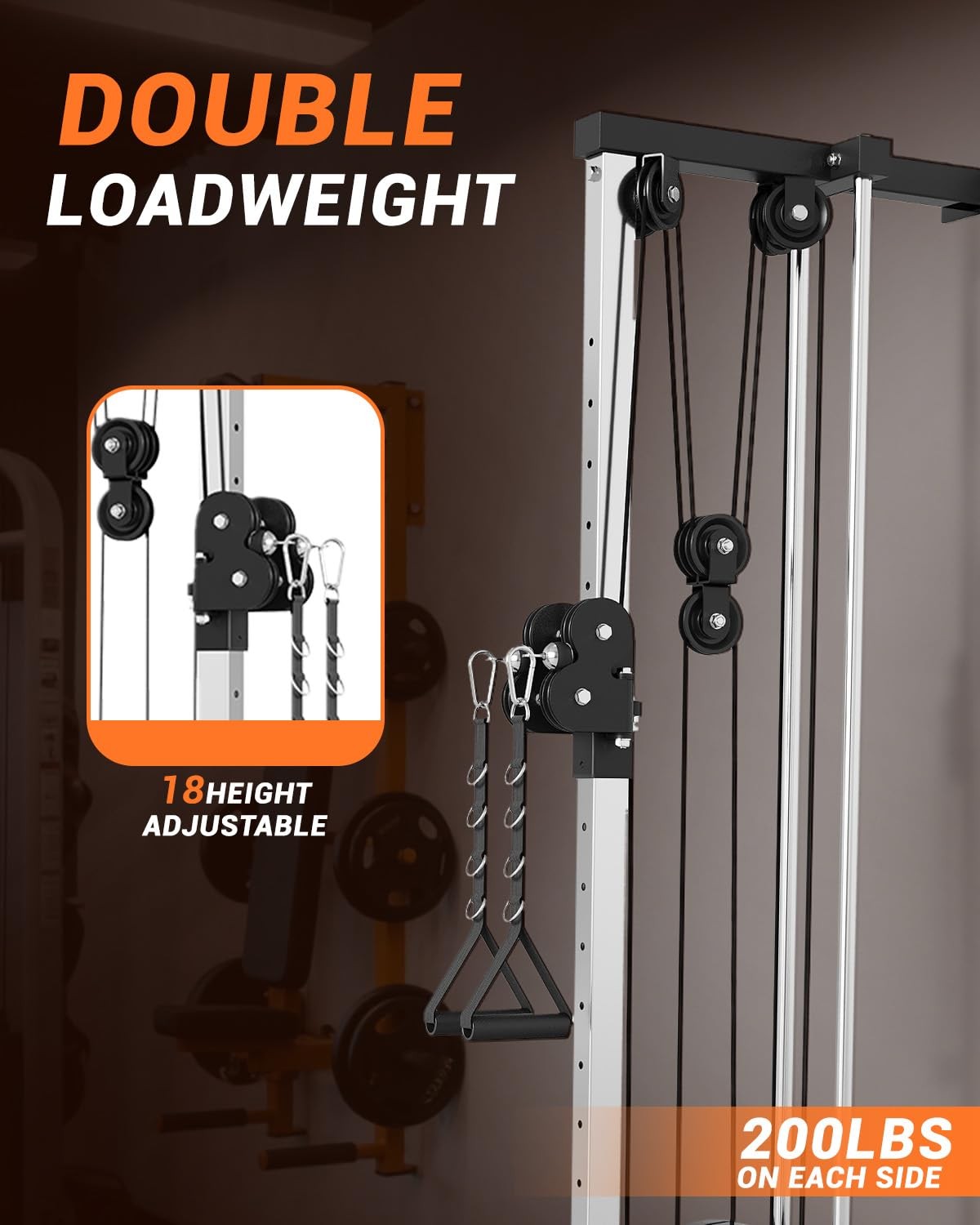 Wall Mount Cable Station, LAT Pulldown ,Cable Crossover Machine Workout Home Gym